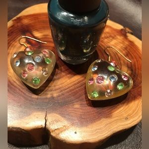 80s vintage jeweled ❤️ earrings